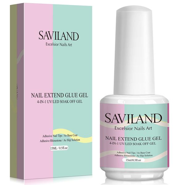 Saviland 4 in 1 Nail Glue Gel 15ML Long Lasting Nail Tip Nail Decoration Paste