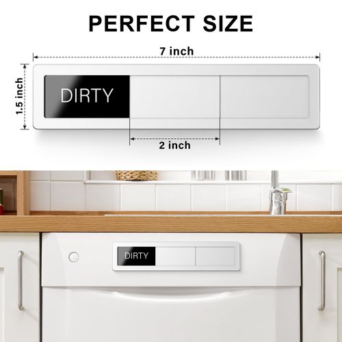 EliteSign Dishwasher Magnet Clean Dirty Sign, 3 Options with Running Options, Silver Dishwasher Magnet Easy to Switch, Residue Free Adhesive Included