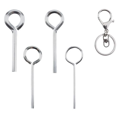 ZROSDSGY 5IN1 Ring Allen Wrench Set - 5/64" 1/8" 5/32" 7/32" Multi-Function Emergency Tool with Anti-Loss Keychain for Panic Exit Door Hardware！(silvery