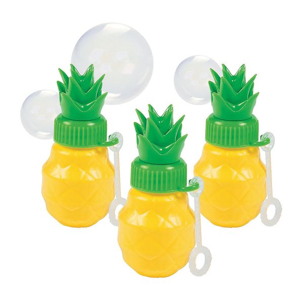 Pineapple Shaped Bubble Bottles - 12 Pieces - Toys and Party Favors