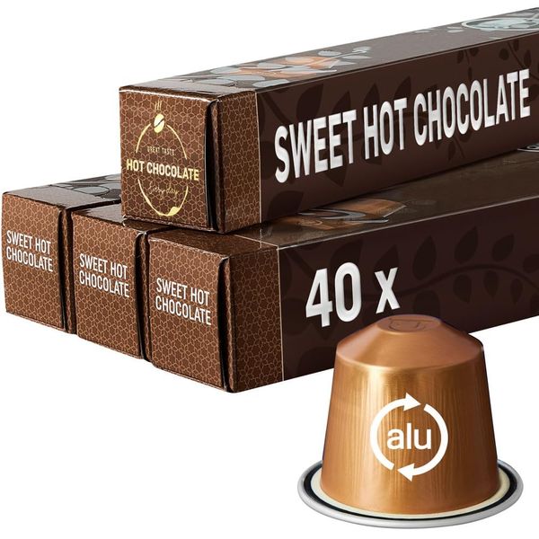 HOT CHOCOLATE Pods | Compatible with Nespresso | 40 Alu Capsules | Perfect for a Delicious Café Mocha