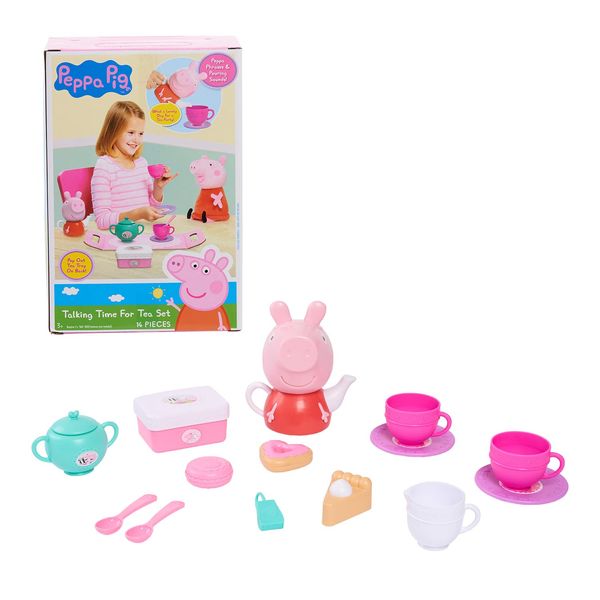 Just Play Peppa Pig Talking Time for Tea Set, Talking Teapot, 16-pieces, Dress Up and Pretend Play, Kids Toys for Ages 3 Up