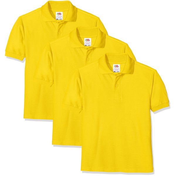 FRUIT OF THE LOOM Unisex Baby Short Sleeve Polo Shirt, Sunflower, 14-15 Years UK