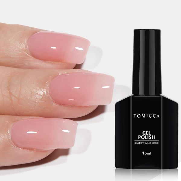 TOMICCA Pink Gel Nail Polish, Clear Pink Gel Polish, Light Pink Nail Polish Quick Dry, Soak Off UV Sheer Pink Gel Polish Colors Long Lasting Jelly Gel Nail Art Manicure Home DIY