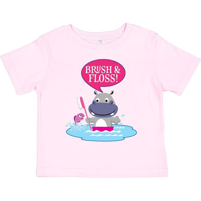 inktastic Dental Hygiene Brush and Floss Toddler T-Shirt 7 Pink 35569