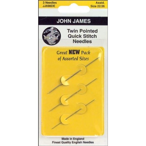 Colonial Needle Twin Pointed Quick Stitch Tapestry Hand Needles, Size 24, 3-Pack
