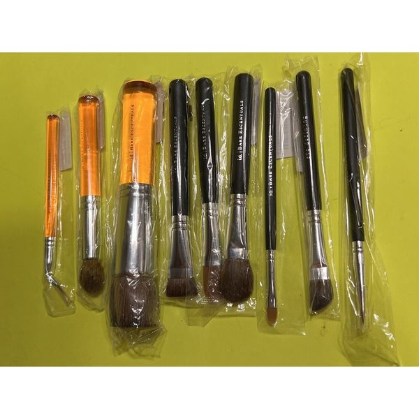 BARE ESCENTUALS  bareMinerals LOT OF 9 MaKeuP BRUSHES & 3 CLEAR orange Brushes