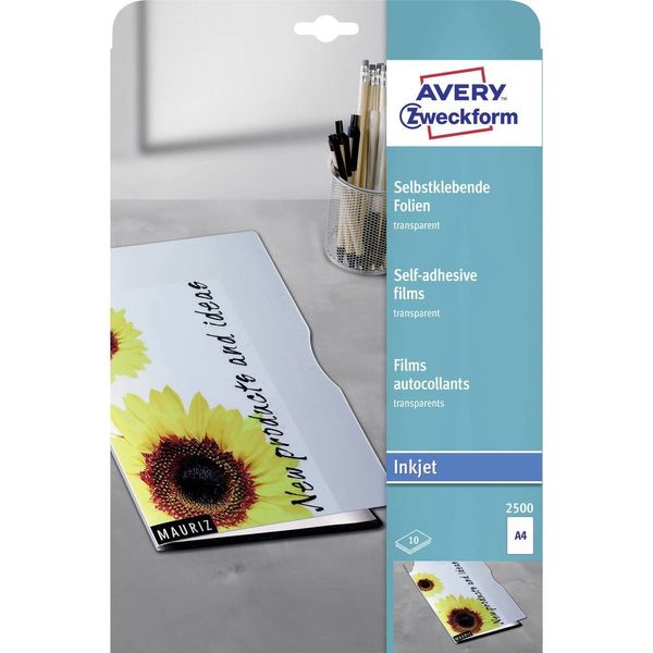 Avery Zweckform 2500 Transparency 0.17 mm Self-Adhesive Coated Stack-Processable Pack of 10 Sheets