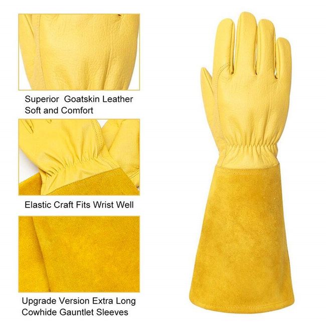 Long Garden Gardening Gloves, Cowhide Wear-resistant Beekeeping