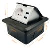 Bouncing Floor Socket, 2-Way Table Socket with 2 USB Ports, Wall Socket, Built-in Socket, Retractable Socket, Floor Table, Worktop, Restaurant Kitchen, Black
