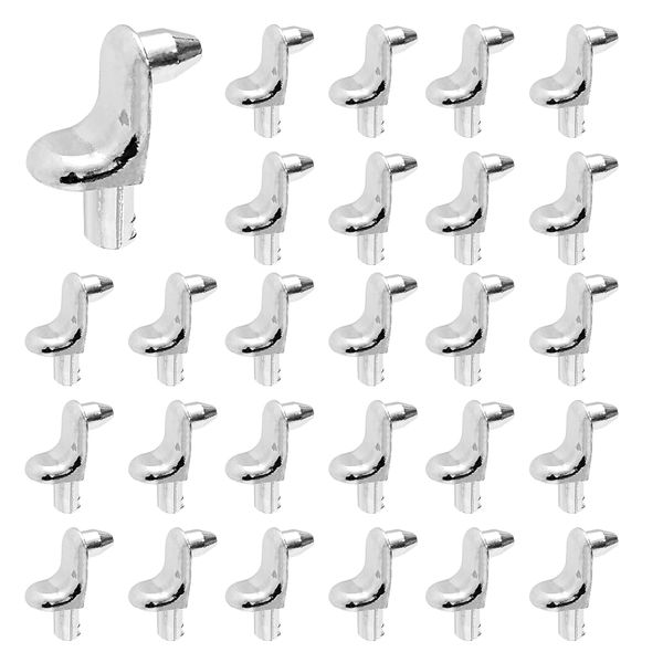 24 Pcs Shelf Supports Pegs Pin Bracket 5mm Stud Bookcase Pegs for Wardrobe Kitchen Cabinets Closets Bookcases