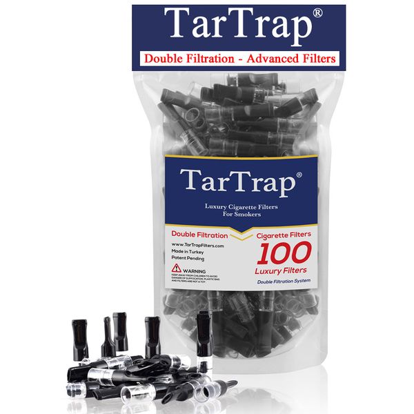 TarTrap 100 BLK Double Filtration Premium Cigarette Filter,Block Nic Tar Bar Out