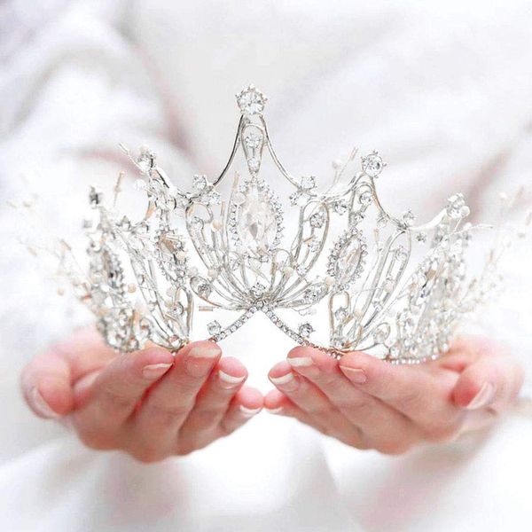 Zoestar Silver Wedding Crystal Crowns and Tiaras Queen Princess Crown Bridal Hair Accessories for Women and Girls (A-Silver)