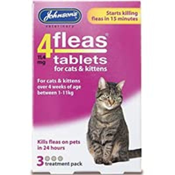 Johnsons 4FLEAS Tablets for Cats and Kittens 3 Tablet Pack Flea Treatment