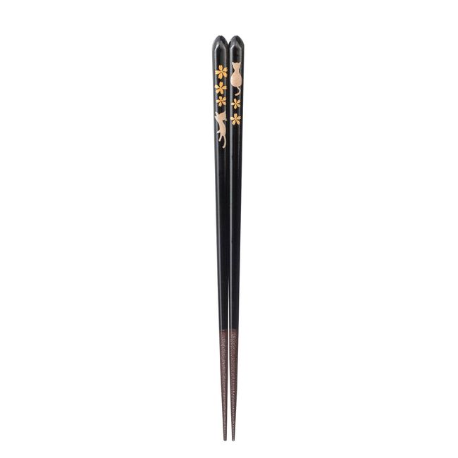 38719 Luxury Echizen Maki-e Lacquer Chopsticks Walking Cat 9.1 inches (23 cm), Handmade by Artisans, Japanese Tradition, Fine Craftsmanship