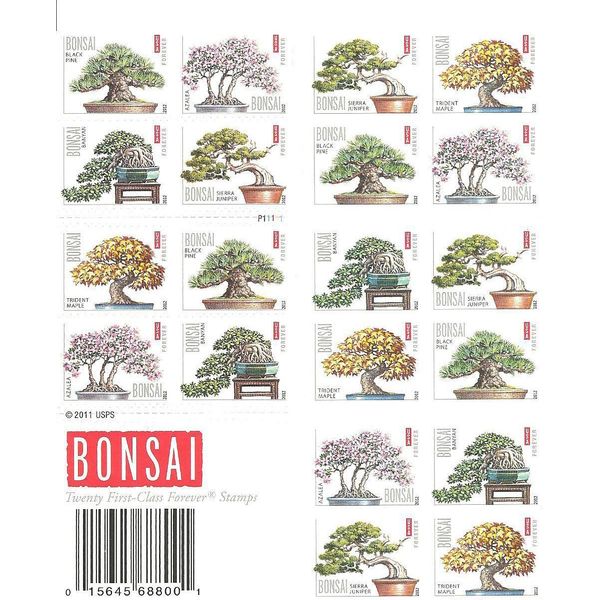 Bonsai Tree Booklet Pane of 20 x Forever Stamps Scott 4618-22