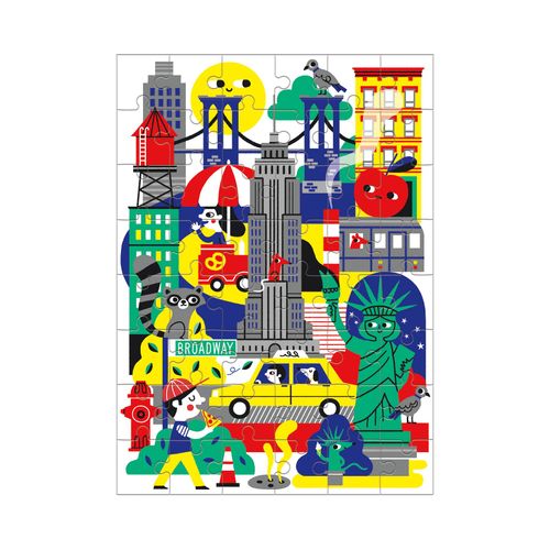 Mudpuppy New York Mini Puzzle, 48 Pieces, 8” x 5.75” – Perfect Family Puzzle for Ages 4+ – Features a Colorful Illustration of Iconic New York Landmarks, Multicolor (0735363560), 1 EA