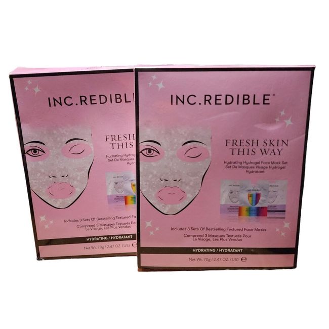 2 INC.redible Fresh Skin This Way Hydrogel Hydrating Gel Face Mask Sets, 6 Masks