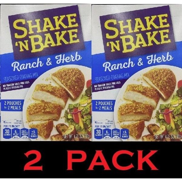 SHAKE N BAKE RANCH & HERB Seasoned Coating Mix 4.75 oz Box - 2 PACK