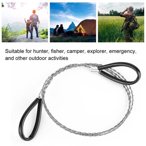 Alomejor Wire Saw Pocket Chainsaw 360 Degree Hand Chainsaw for Outdoor Emergency Travel Outdoor Camping Survival Tool