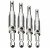 Drill Bit for Centering, Hinges, Mounting Centers, Woodworking, Countersunk Screws, For Punching Holes, 4 Guides/Set