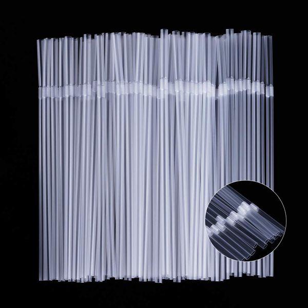 Clear Straws,500 Pcs Plastic Flexible Disposable Drinking Straws.(0.23'' diameter and 7.7" long)