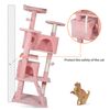 53" Cat Tree Activity Tower Pet  with Scratching Posts  Ladders Indoor Pink
