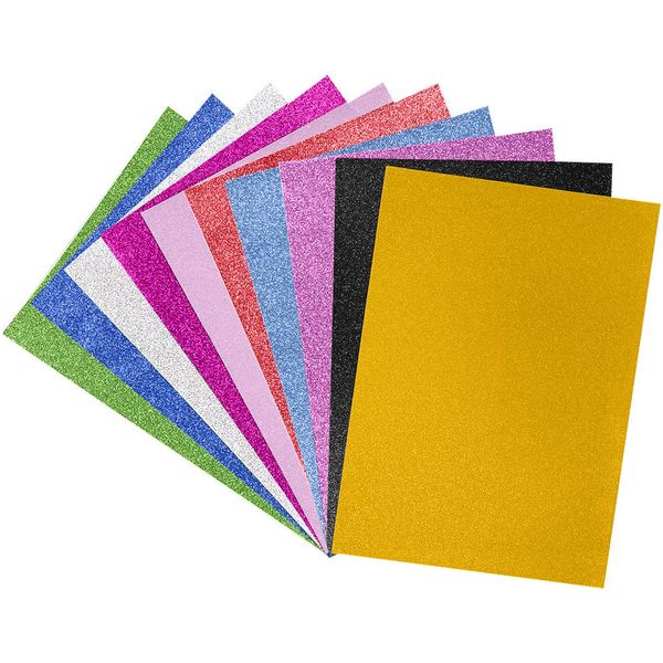 10pcs A4 Glitter Paper Cardstock 250gsm Glitter Cardstock Paper Mixed Colours Glitter Cardstock Card A4 Glitter Cardstock Craft Card for DIY Craft Decoration