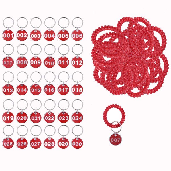 MITUKE Door Number Tag Cloak Locker Number Tag Key Label Tag Key Holder (1-50) (Red)