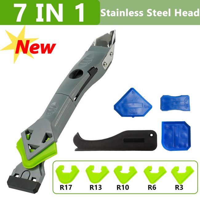 Grout Tool Set, Including Metal Scraper, Silicone Residue Scraper,  Multi-functional Silicone Sealing Edge Tool