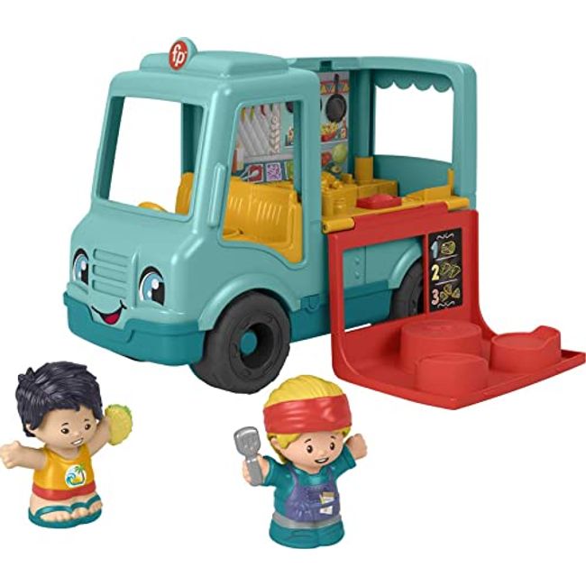 Little People Musical Toddler Toy Serve It Up Food Truck Vehicle with 2 Figures for Pretend Play Ages 1+ Years