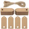 Koogel 120 Pcs Gift Paper Tags, Luggage Tags Labels Brown Heart Gift Tags with String for Gifts Arts Crafts Wedding Holiday