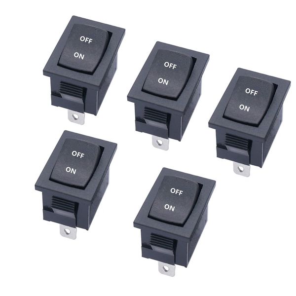 YFFSFDC 5pcs DC AC Rocker Switch, SPST Minion/Off Toggle Switch 2 Pin AC 125V-250V DC 12V 24V 36V 48V 60V Auto Motorcycle Boat Disconnect Switch Water Dispenser Coffee Pot and More