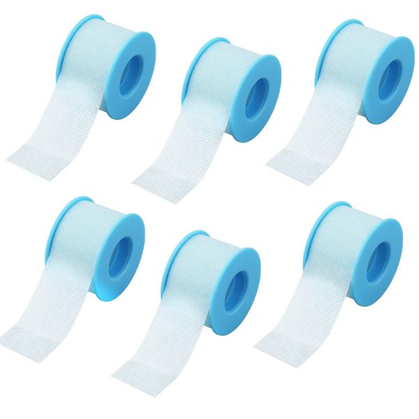 6pcs Eyelash Tapes, Reusable Silicone Non-Woven Fabric Lash Adhesive Tape Breathable Lash Extension Supplies (Blue, 0.98 inch x 3.9 Yards)