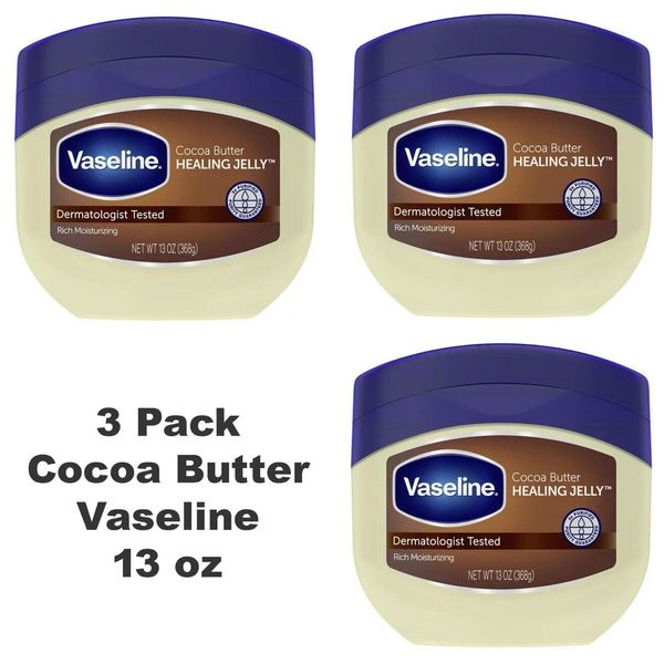 Vaseline Cocoa Butter Moisture Petroleum Jelly 13 oz Skincare For All 3 Pack