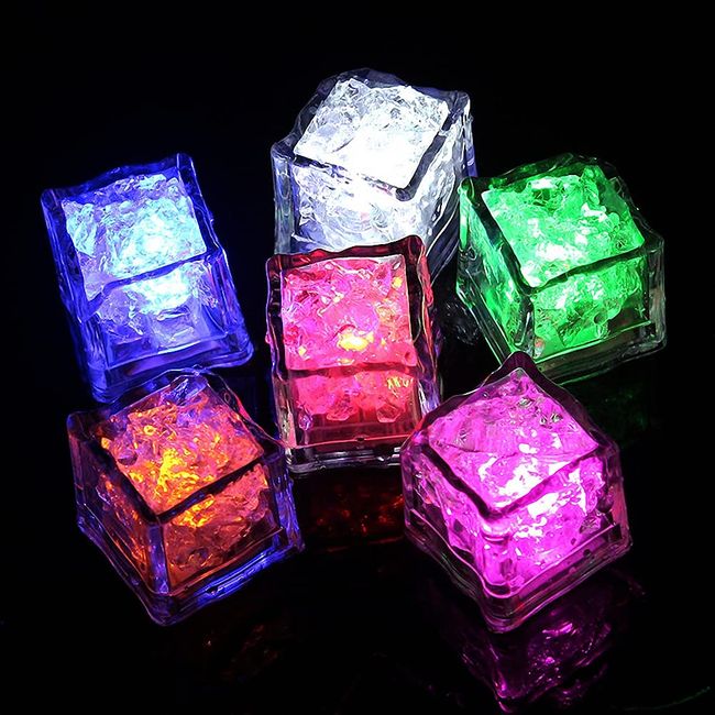 Ice Lights 12 Pcs LED Sensor Light Sensing Lights Multi-Color Party Champagne Tower Wedding End Party Bar Decoration Glow Ice Cube Ice