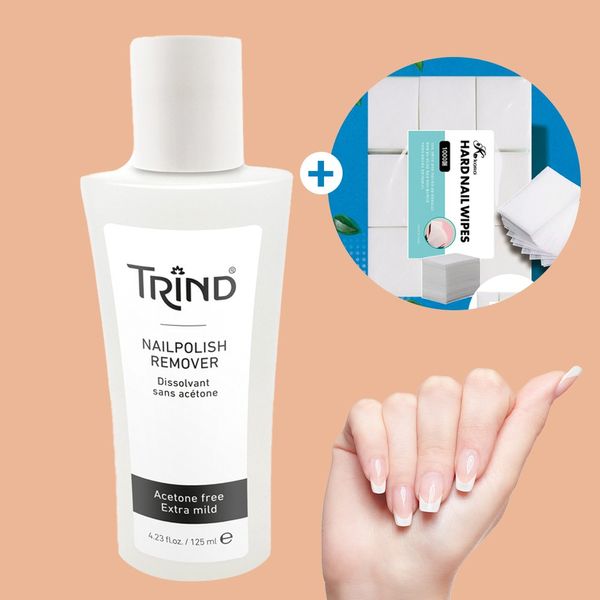 (Trind, directly imported from Europe) Nail polish remover-acetone-free 125ml + 1,000 cotton pads