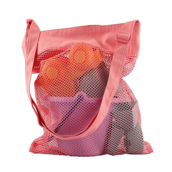 MIFXIN Pink Mesh Bag Storage Carry Bag for Kids Beach Sand Toys