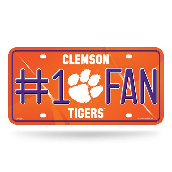 Rico Industries NCAA Clemson Tigers #1 Fan Metal Auto Tag