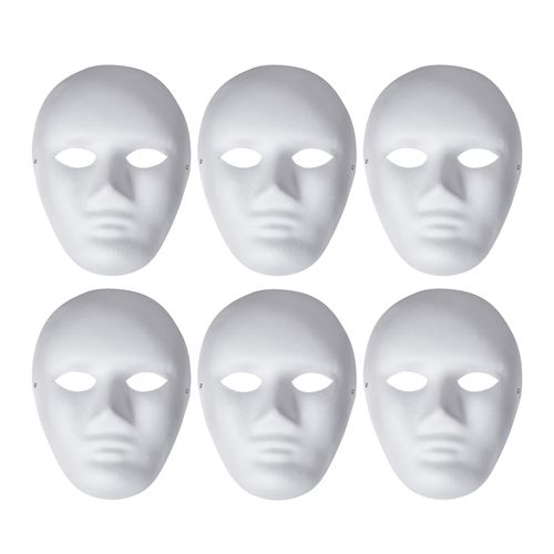 Liatunou 6 Pack Paper Mache Masks,White DIY Full Face Masks,Paintable Paper Mask for Halloween,Masquerade Parties,Mardi Gras,Artistic Projects