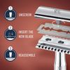 King C. Gillette Safety Razor with Chrome Plated Handle and 5 Platinum Coated Double Edge Safety Razor Blade Refills