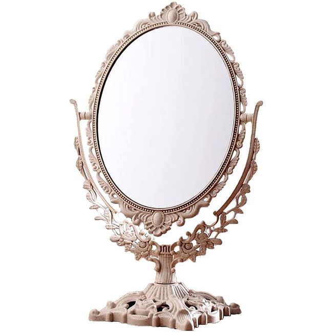 Life System Mirror Makeup Mirror Makeup Mirror 360 Degree Rotation Double Sided Mirror (M001) (Oval)