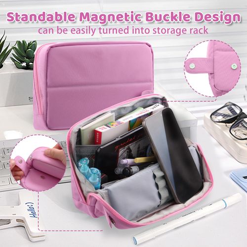 Aesthetic School Supplies Cute Pencil Case for Girls Student,Large Capacity Pencil Pouch with Zipper,Back-to-school Gifts Big Pen Box Bag Office Desk Stationery Organizer for Adults,Colored Travel Bag