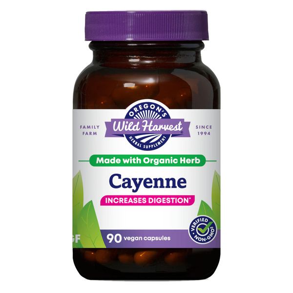 Oregon's Wild Harvest Non-GMO Cayenne Capsules, Organic Herbal Supplements, 90 Count