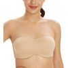 Lemorosy Multiway Strapless Bra Women's Plus Size Non-Padded Smooth Seamless Underwire(Beige,40D)