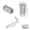50 Pcs M10 Threaded Inserts for Wood Insert, Thread Inserts Nuts M10x25MM Flanged Hex Socket Nut Wood Insert Hex Socket Galvanized Suitable for Pine Plywood Composite Panels