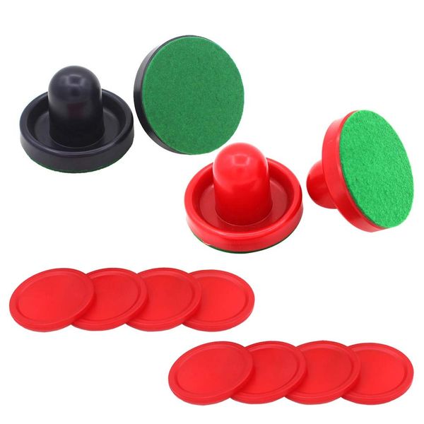 TOYMYTOY Airhockey Pushers Pucks Set, 4 Drücker + 4 Lints + 8 Dunkelblau Pucks