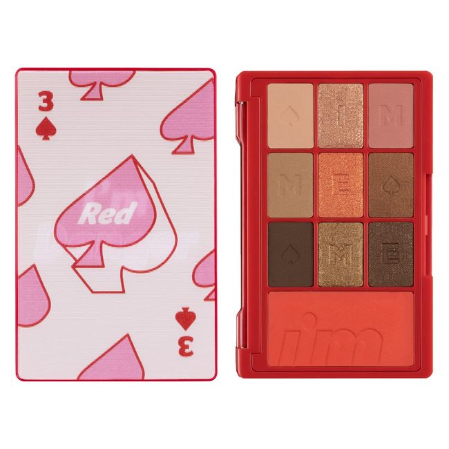 Official Shop|I'M MEME IM Hiddun Card Palette | Portable Size with 9 Eye Shadow Colors and 1 Cheek Palette with Mirror | 003 Red Card