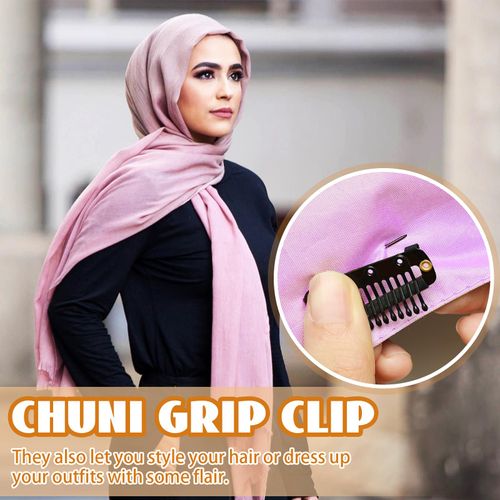 xinrongda Chunni Dupatta Clips with Safety Pin, Wig Clips, U-Shape Metal Snap Clips, Wig Clip, 10 Teeth Combs Clips with Rubber, U-Shaped Metal Clips with Headscarf and Shirt, Pack of 10 (Black)