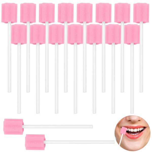 Scettar 120 Pcs Oral Swabs, Disposable Oral Cleaning Sponge Swab, Mouth Swabs for End of Life Care,Mouth Sponges for Oral Care Oral Hygiene Teeth Cleaning Kit (Pink)